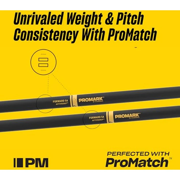 Pro Mark R5AAG 5A Rebound Active Grip Drumsticks, Hickory mit Holzkopf, 40,64 cm Länge, ActiveGrip-Technologie – Bild 5