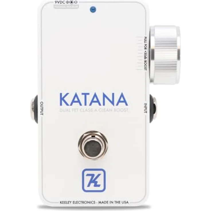 Keeley Katana Clean Boost "Throwback White" Edition, Gitarren-Effektpedal mit +30 dB Boost und True Bypass