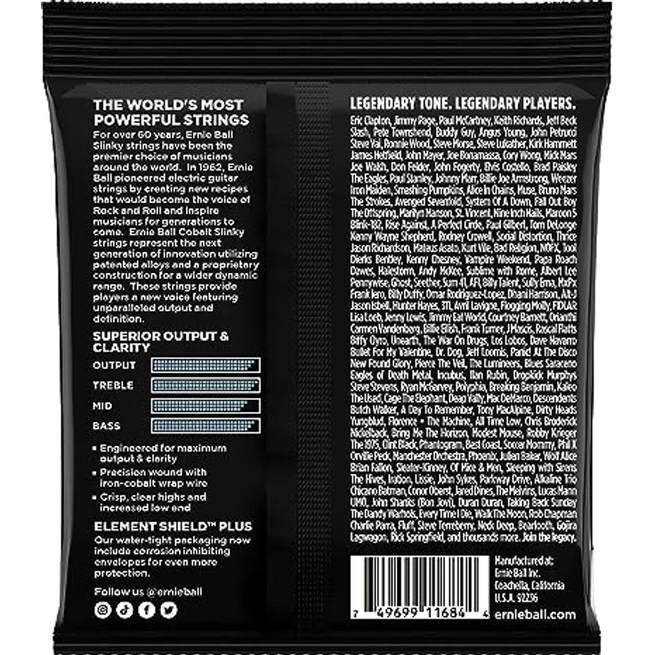 Ernie Ball Primo Slinky Cobalt, Gitarrensaiten für E-Gitarre, 0095-044, klare Höhen und verstärkte Bässe – Bild 2