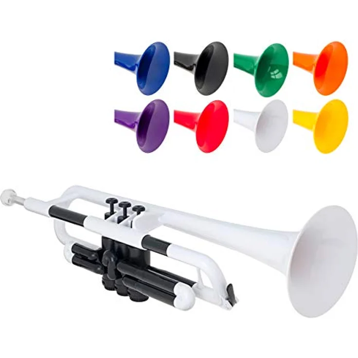 PINSTRUMENTS pTrumpet 700631 Bb-Trompete aus ABS-Kunststoff mit Tasche und Mundstück, weiß, 11,68 mm Bohrung, abnehmbare Ventile – Bild 1