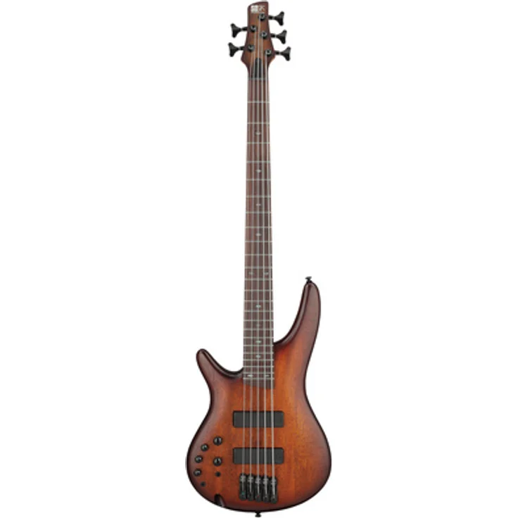 Ibanez SR505AL-MHL, 5-saitiger E-Bass mit Okoume-Korpus, geröstetem Ahorn/Walnuss-Hals, aktiver Elektronik und Mahagony Brown Burst Gloss Finish