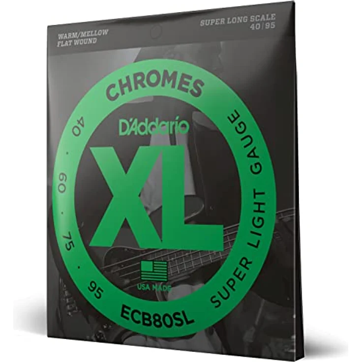 D'Addario ECB80SL E-Bass Gitarrensaiten, XL Chromes Flat Wound, Saitenstärke 0,40 - 0,95 Zoll – Bild 1