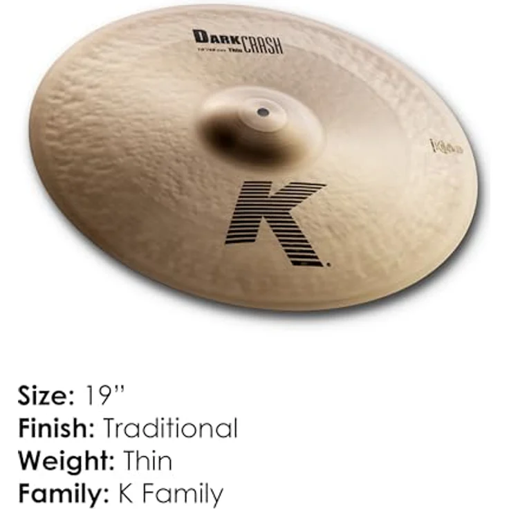 Zildjian 19" K-Serie Dark Crash Thin, Schlagzeugbecken mit dunklem, warmem Sound und schnellem Sustain – Bild 2