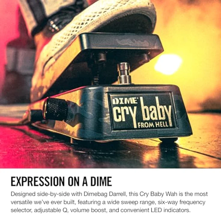 Dunlop Dimebag Cry Baby Wah, Wah Effekt Pedal mit Boost und erweiterter Sweep Range, schwarzer Camo-Look – Bild 2