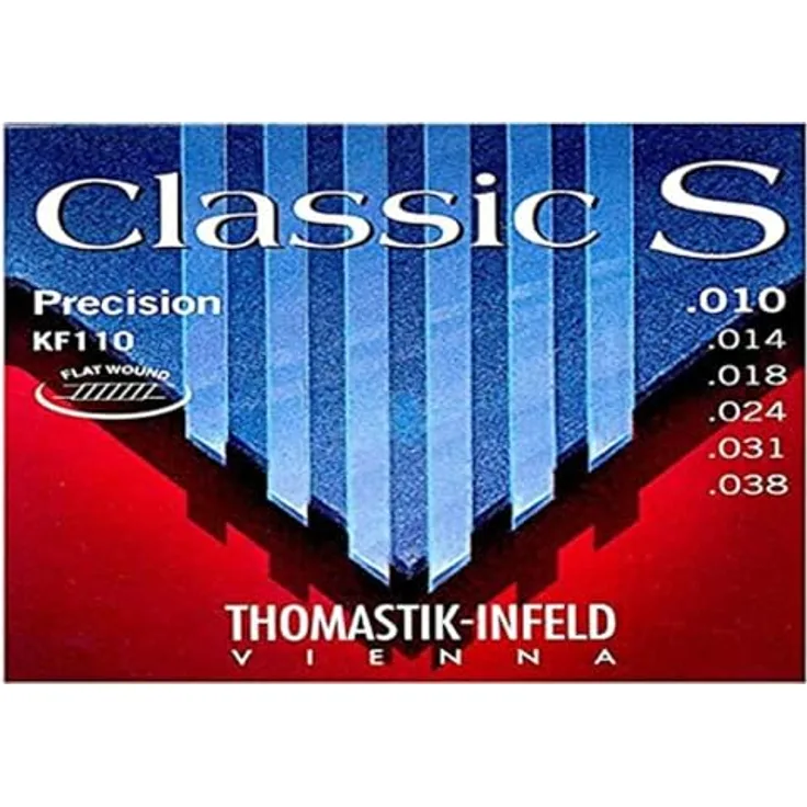 Thomastik KF110 Classic S Set, Saiten für Konzertgitarre, Precision Light, Plain Steel, Chromstahl Flatwound, Ball End