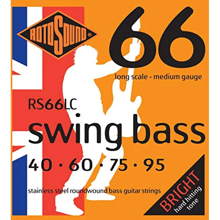 Rotosound RS66LC Swing Bass, E-Bass Saiten Set aus Edelstahl, Long Scale, 4-Saiter, .040 .060 .075 .095