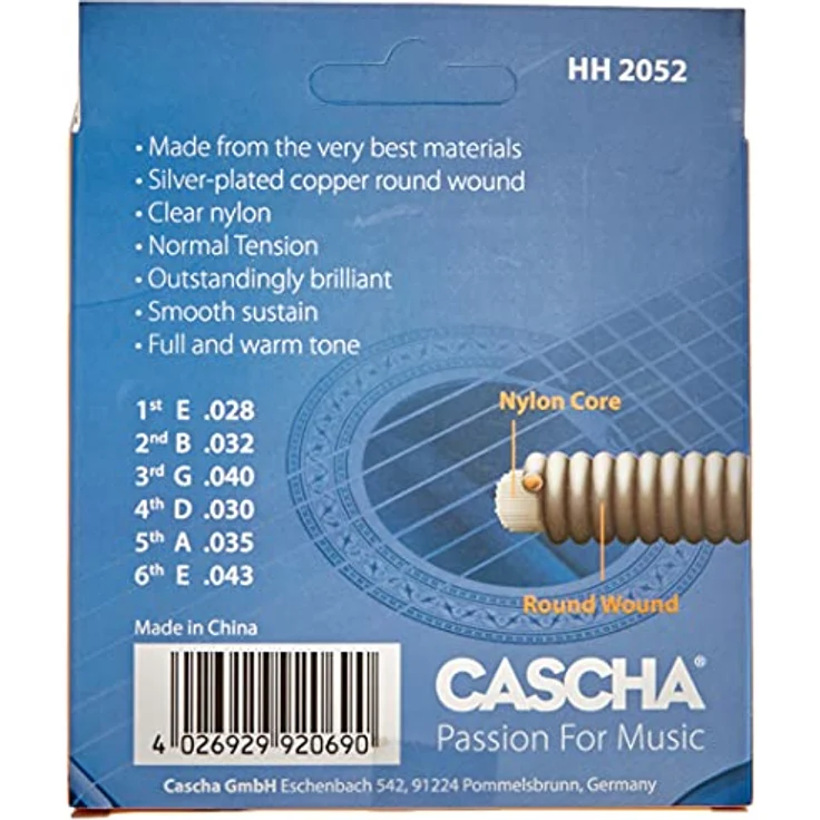 Cascha Premium Gitarren-Saiten-Set, Nylon-Saiten für Klassik- & Konzert-Gitarren, 6-Saiten-Set mit sehr guter Klang-Qualität und hoher Lebensdauer – Bild 3