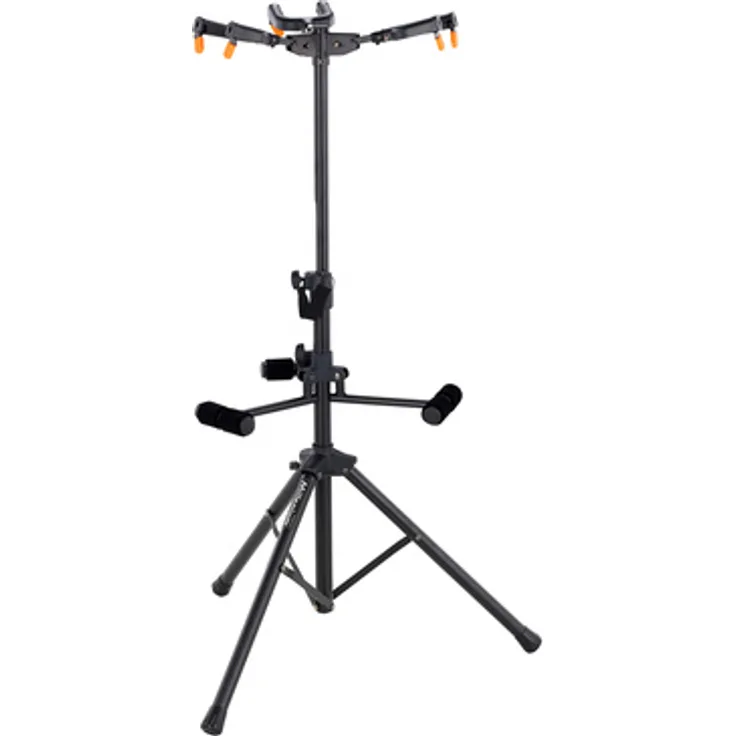 Millenium GS-3003 B, 3-fach Gitarrenständer mit Lock System, höhenverstellbar von 85 cm bis 124 cm, gepolsterte Auflage, Schwarz