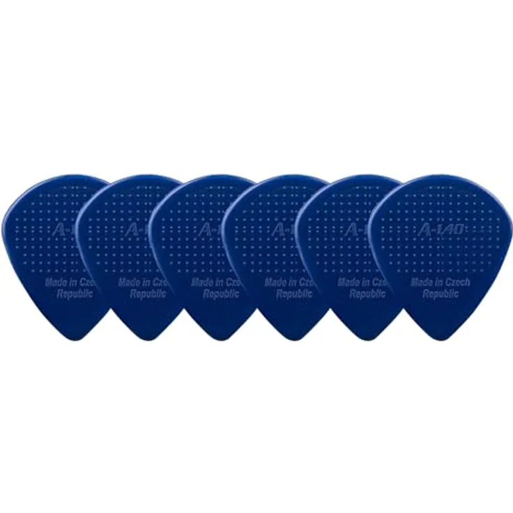 D-Grip Picks Jazz A Nylon DBL 1,40mm, Plektrum in Dunkelblau mit 3D-Grip-Textur, Packung mit 6 Stück