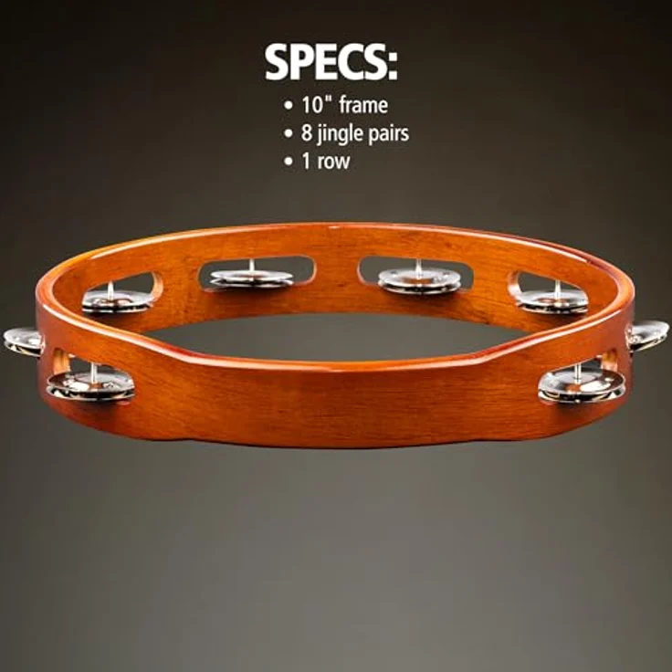 Meinl TA1AB Wood Tambourine, 1-reihig mit 8 Paar Stahlschellen, Holzrahmen, African brown – Bild 5