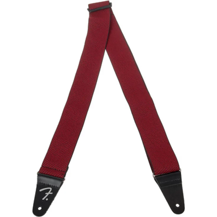 Fender Weighless Red Tweed, elastischer Gitarrengurt mit Lederenden, verstellbar von 80 cm bis 148 cm, rot-tweed