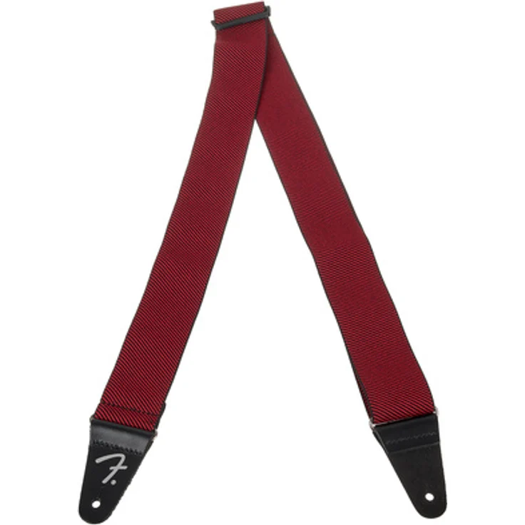 Fender Weighless Red Tweed, elastischer Gitarrengurt mit Lederenden, verstellbar von 80 cm bis 148 cm, rot-tweed