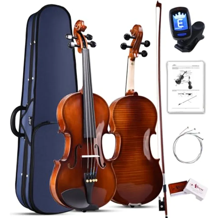 Aileen MUSIC Aileen Violin 4/4, Antike dunkelbraune Geige für Anfänger mit Hochglanz-Oberfläche, inkl. Zubehörset
