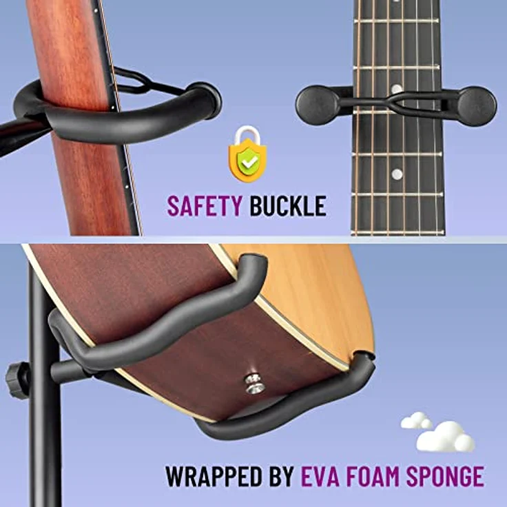 CAHAYA Gitarrenständer CY0321, verstellbarer klappbarer Bodenständer für 2 Akustik- und E-Gitarren, Bässe und Banjos, mit stabiler Konstruktion und dicker Polsterung – Bild 4