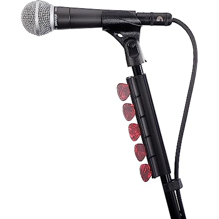 D'Addario Accessories Mic Stand Pick Holder, Gitarrenplektrenhalter für Mikrofonständer, hält bis zu 10 Plektren jeder Stärke und Größe