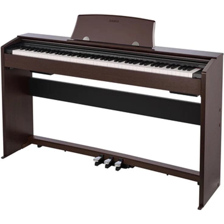 Casio PX-770 BN Privia, Digitalpiano mit 88 Tasten, skalierter Hammer Mechanik II, 19 Sounds, 128-stimmige Polyphonie, braun matt, inkl. Ständer mit 3-fach Pedal