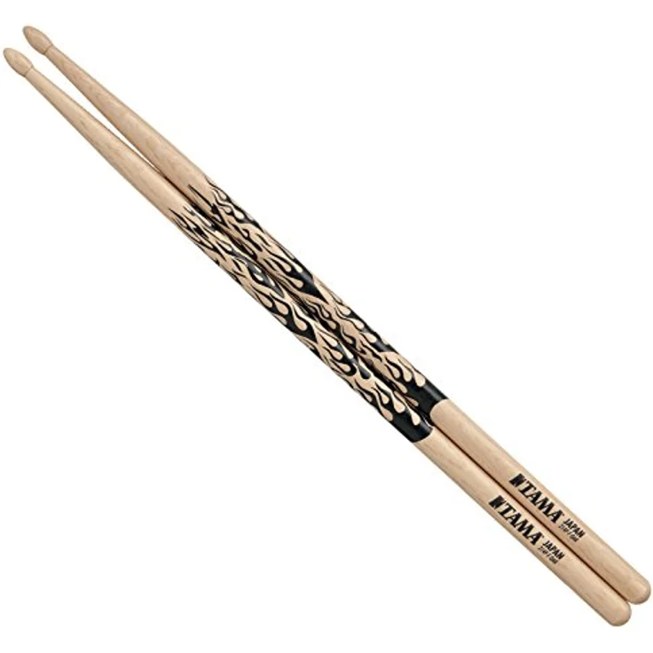 Tama 5B-F Oak Japanese Fire -NT, Schlagzeugstöcke aus japanischem Eichenholz mit Flammenaufdruck, 406mm lang, 15mm dick, Holzkopf – Bild 1