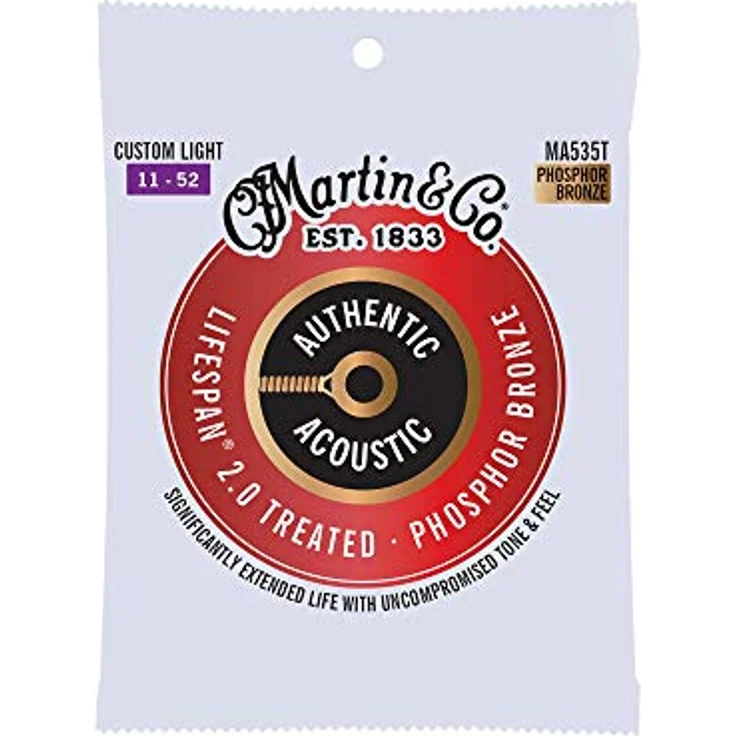 Martin Guitar MA535T Authentic Treated, Akustik-Saitensatz für 6-saitige Westerngitarre, Custom Light, Phosphor Bronze, Stärken 011-052, Lebensdauer 2.0 – Bild 1