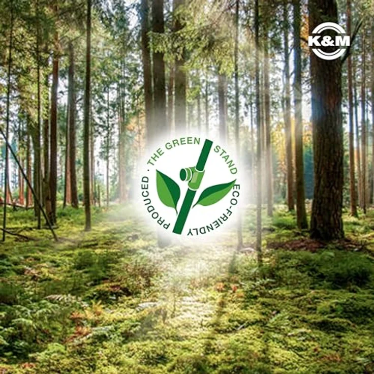 K&M 18900 Stand with tabletop, Keyboard-Ständer mit Carbon-Optik Ablageplatte, 435-920 mm höhenverstellbar, schwarz – Bild 7