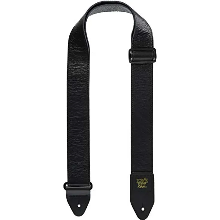 Ernie Ball E-Guitar Strap Leather BK, Gitarrengurt aus italienischem Leder, schwarz, 155 cm Länge, 51 mm Breite