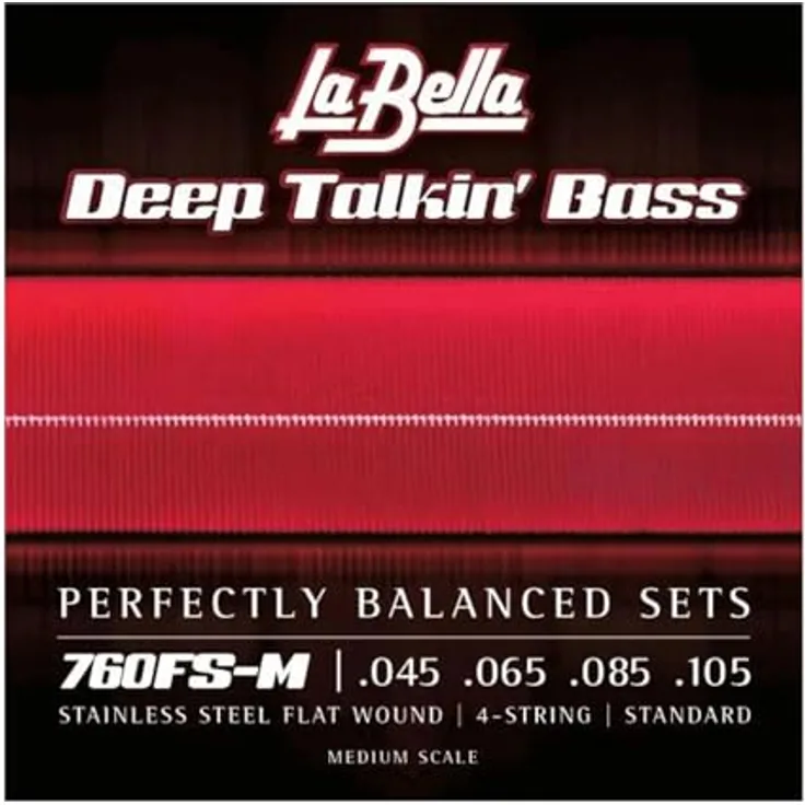 La Bella DEEP TALKIN' BASS 760FS-M E-Bass Saiten, Stainless Steel Flat Wound, Standard: 045-105, Medium Scale