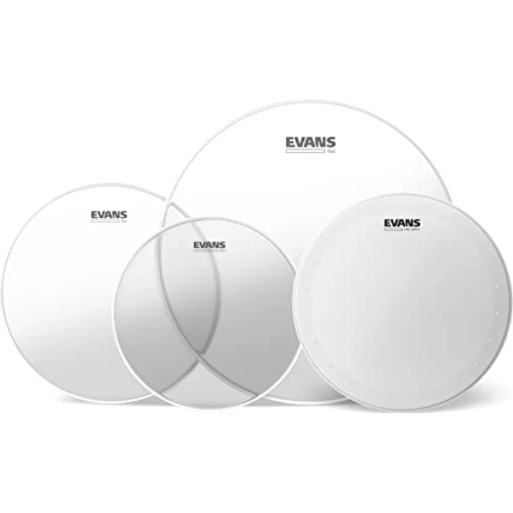 Evans G2 Clear + HDD Snare Pack Fusion, Fellsatz 10" + 12" + 14" G2 transparent, doppellagig, + 14" HD Dry Snare, weiß mit Dämpfungsring – Bild 1