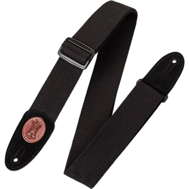 Levys Classic Cotton Strap 2", Gitarrengurt aus schwarzer Baumwolle mit Wildleder-Endstück, verstellbar von 85 cm bis 155 cm – Bild 1