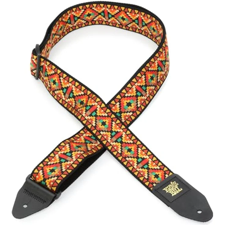 Ernie Ball Santa Fe Jacquard Gitarrengurt, verstellbar von 104-182 cm, mit maschinengenähten Lederenden, komfortabel und strapazierfähig – Bild 1