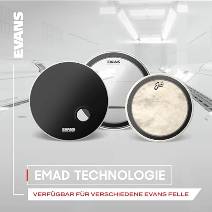 Evans BD22EMADHW, Clear 22" EMAD Heavyweight Bass Drum Fell, zweilagig mit verstellbaren Dämpfringen für optimierten Klang – Bild 6