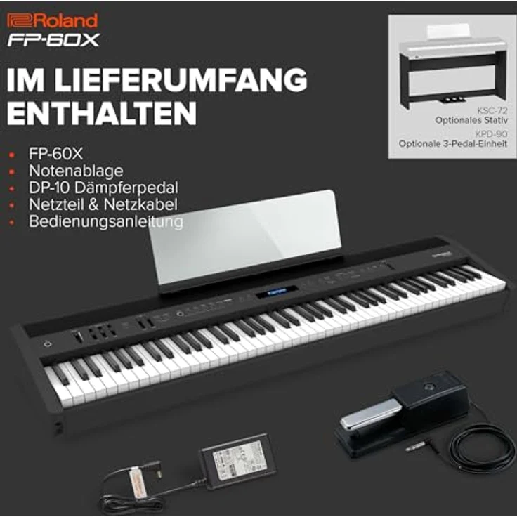 Roland FP-60X BK, Digital Piano mit 88 Tasten PHA-4, 16 SuperNATURAL Klängen, Bluetooth, schwarz – Bild 6