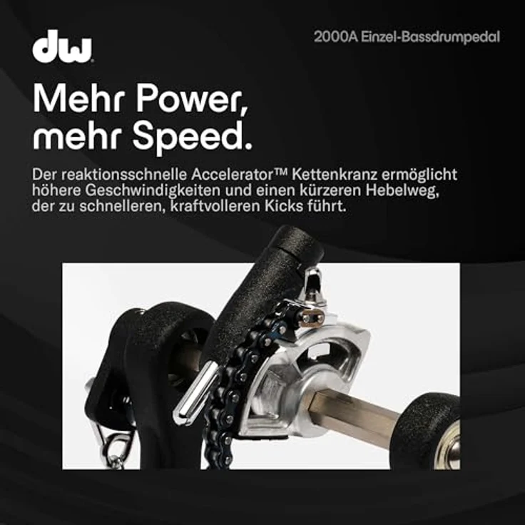 DW 2000A Single Bass Drum Pedal, Einzelfußmaschine mit Accelerator Antrieb und einstellbarem Fußbrettwinkel, inklusive 2-Way DW101 Beater – Bild 3