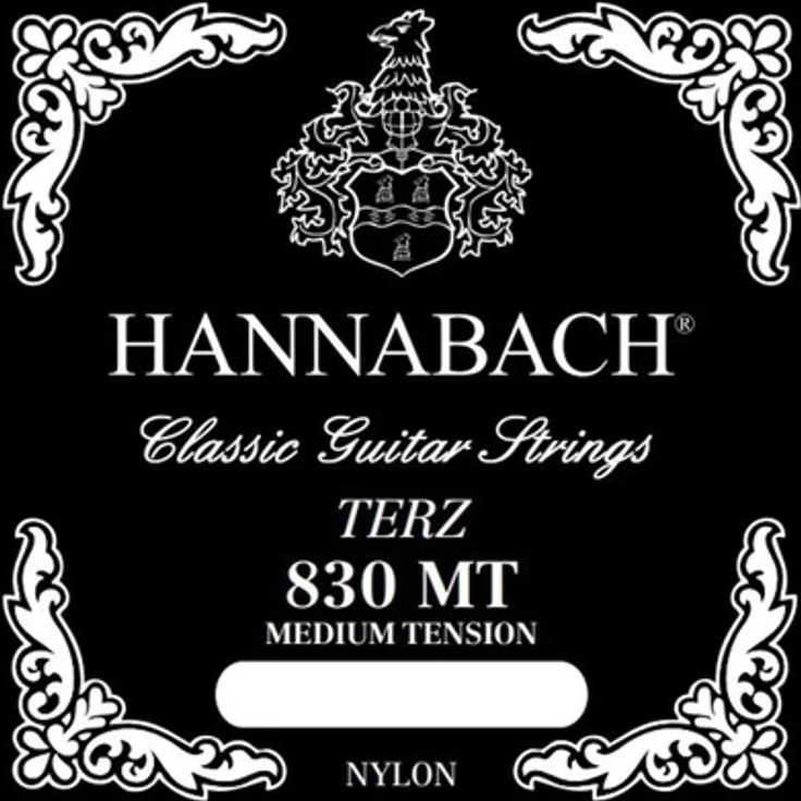 Hannabach 830MT Terz-Gitarre, Medium Tension Saitensatz für Terz-Gitarre, Nylon/Silber umsponnen, Mensur 570-590mm, Stimmung G/c/f/b/d/g