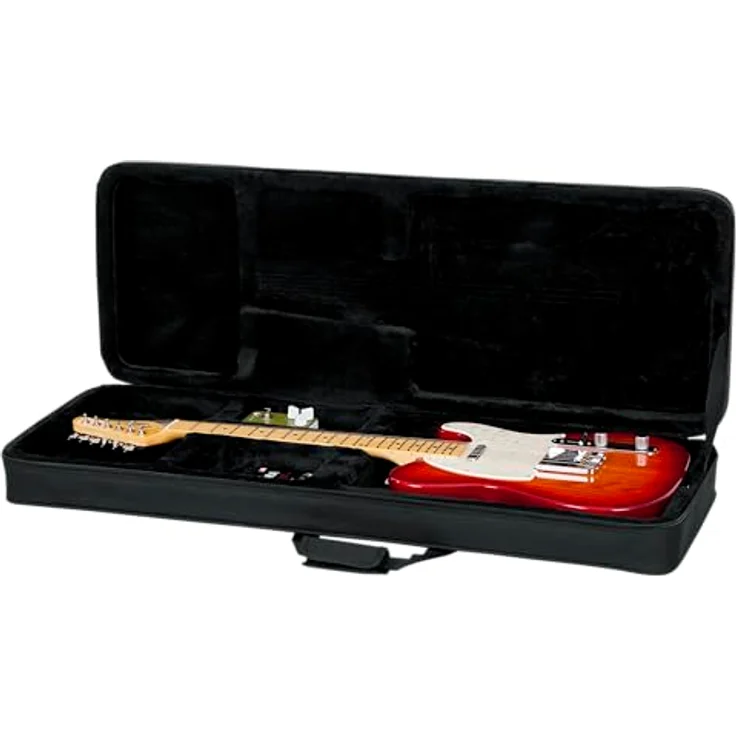Gator Foam Case Electric Guitar, Gitarrenkoffer aus strapazierfähigem Nylon mit EPS-Schaumpolsterung, inkl. 2 Zubehörtaschen, abnehmbarer Schulterriemen, Maße: 107 cm x 32 cm x 6,1 cm, Gewicht: 2,90 kg – Bild 11