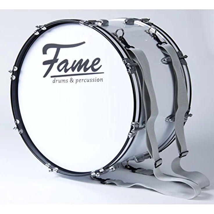 Fame Marching Bass Drum 20"x12", Weiß, 7-Lagen Lindenholz, inkl. Tragegurt & Beater, Schaumstoff-Dämpfringe, für prägnanten Klang, ideal für Einsteiger – Bild 2