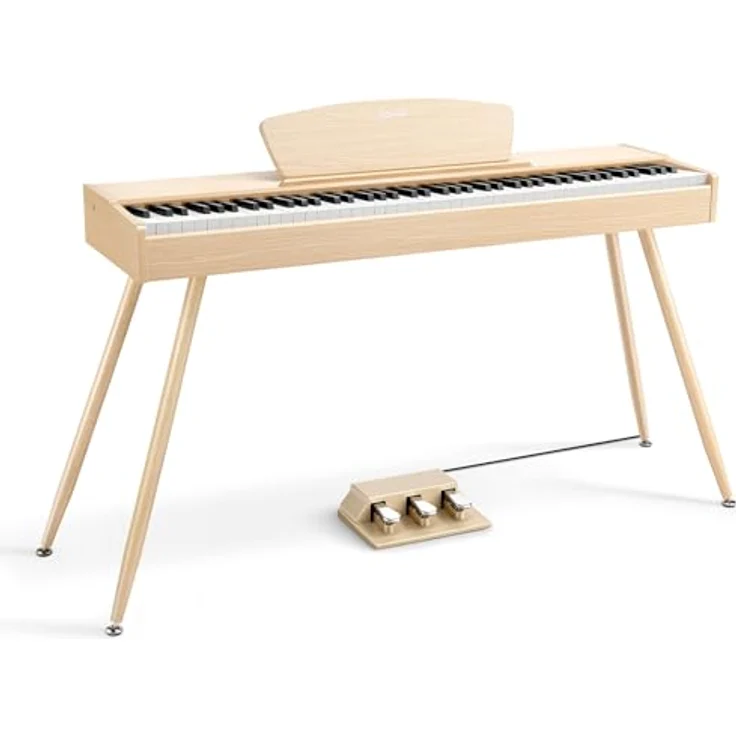Donner DDP-80 Digitalpiano mit 88 gewichteten Tasten, Hammermechanik II, Helle Holzfarbe, Dreifachpedal und MIDI-Anschluss – Bild 1
