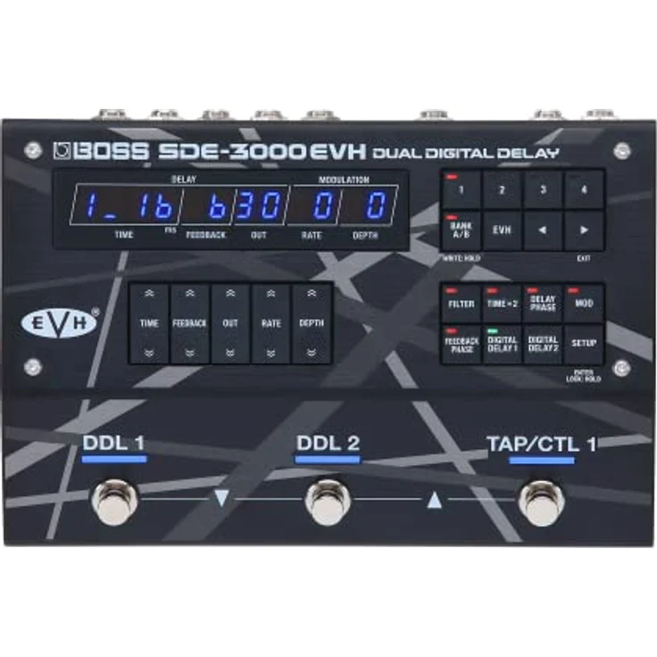 BOSS SDE-3000EVH Special Edition Eddie Van Halen Dual Digital Delay Pedal, 8 authentische EVH-Presets, Schwarz/Weiß – Bild 1