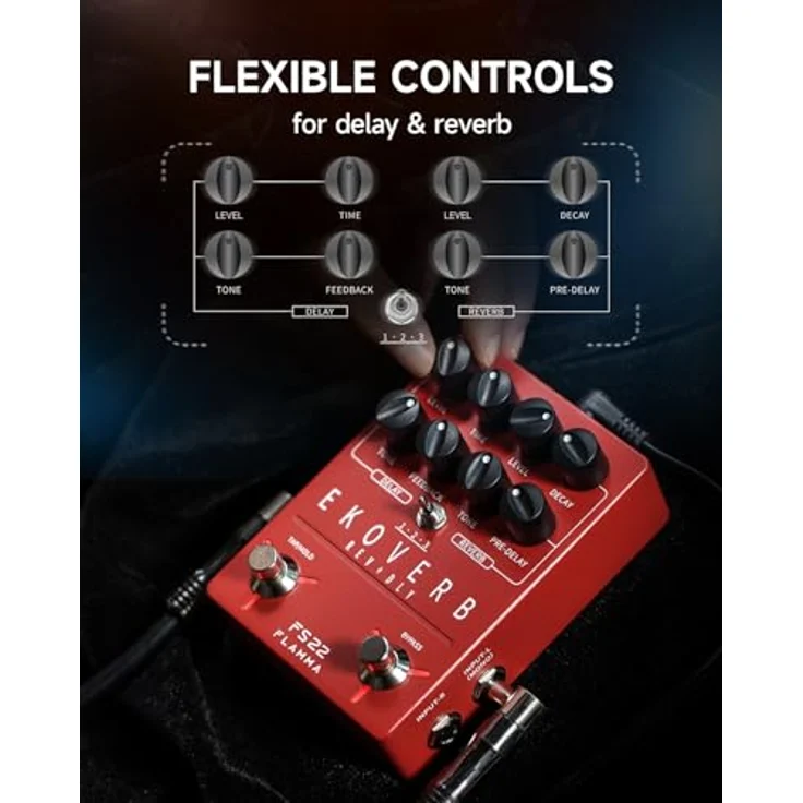 Flamma FS22 Delay & Reverb, Stereo-Delay- & Reverb-Pedal mit Tap-Tempo und Freeze-Funktion – Bild 5
