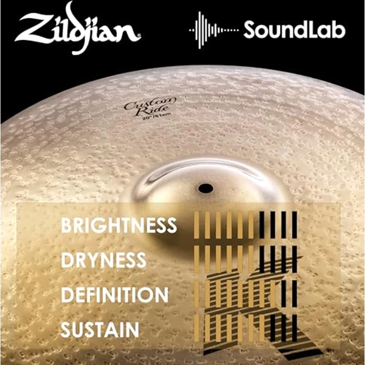 Zildjian 20" K-Custom Custom Ride, Schlagzeugbecken mit brillantem Finish, lauter Glocke und dunklen Obertönen – Bild 5