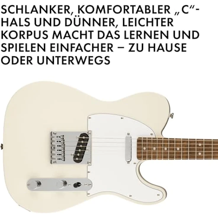 Squier by Fender Affinity Series Telecaster, E-Gitarre mit indischem Lorbeergriffbrett, Olympisch Weiß, inklusive kostenloser virtueller Kurse auf Fender Play – Bild 3