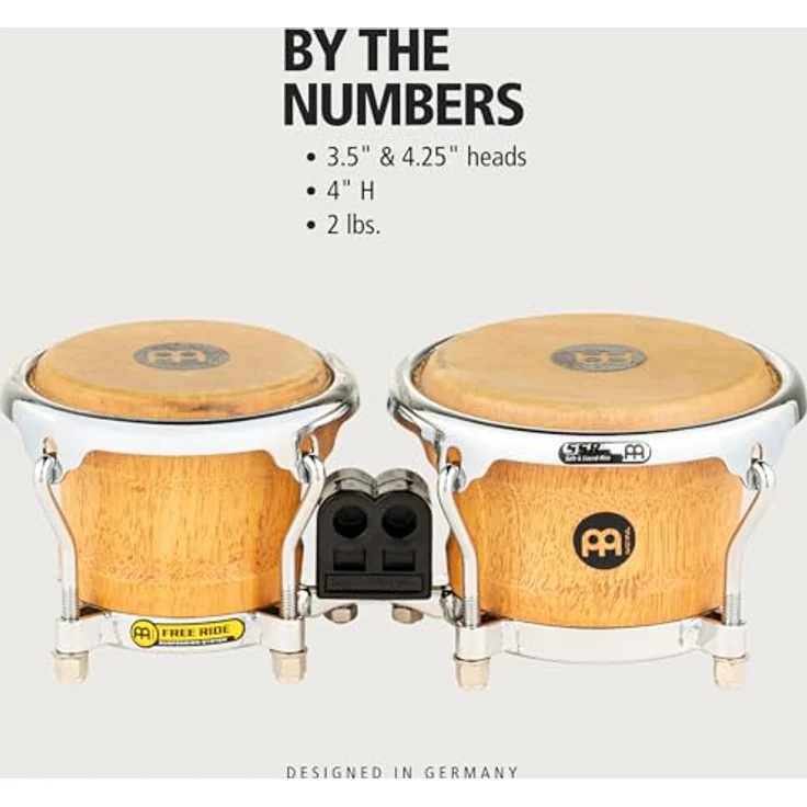 Meinl FWB100SNT-M Mini Bongo Set, 3 1/2" und 4 1/4", Holz mit Handselektierten Büffelfellen, Super Natural Finish, inkl. Stimmschlüssel – Bild 8