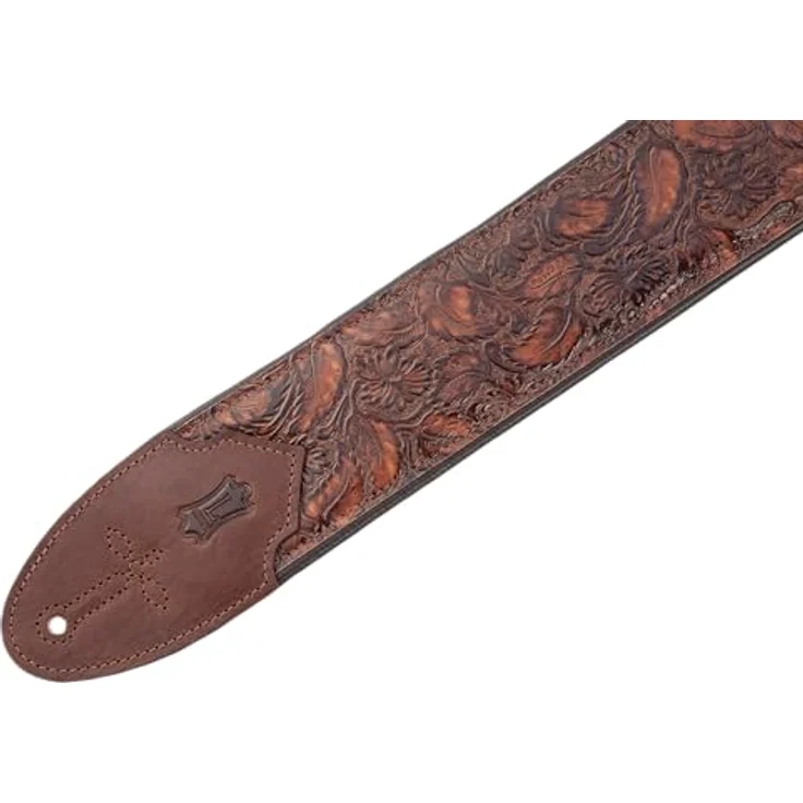 Levys Sundance Line Strap 3" WBRN, gepolsterter Gitarrengurt aus geprägtem Leder, floral, Whisky Braun, verstellbar von 94 cm bis 132 cm – Bild 7
