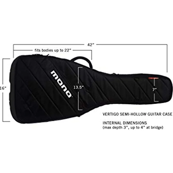 Mono Cases Vertigo Semi Hollow, professionelles Gigbag für E-Gitarre, schwarz, mit 20mm Polsterung und Headlock-System – Bild 5