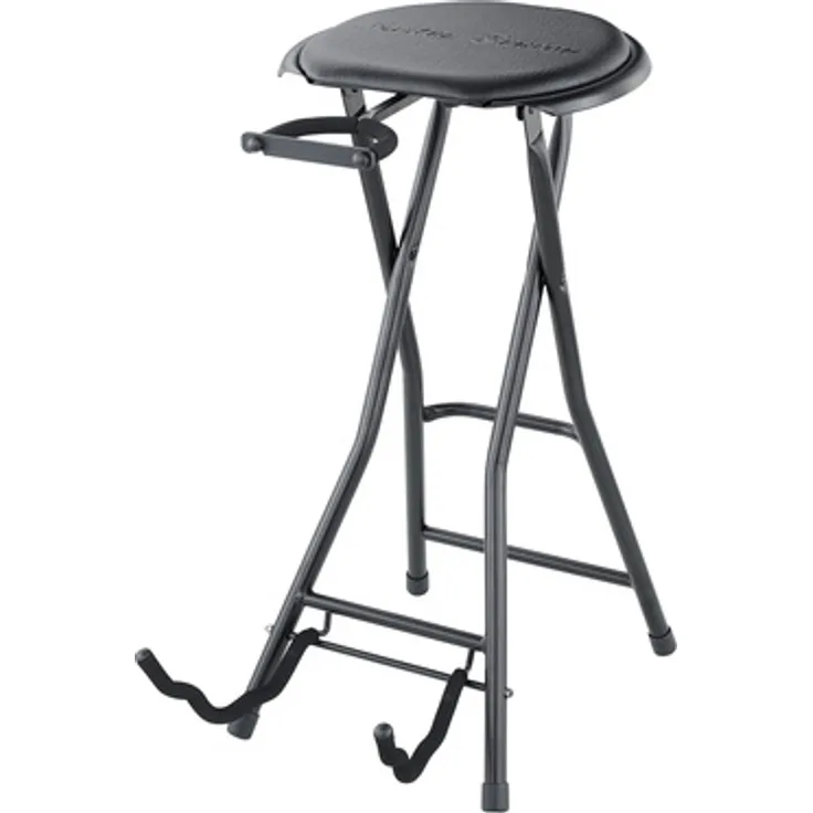 Harley Benton Stehhilfe/Gitarrenstuhl mit Fußstütze und integriertem Gitarrenständer, 70 cm Sitzhöhe, max. Belastung 120 kg, 3,8 kg