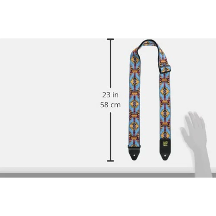 Ernie Ball Jacquard Gitarrengurt Albuquerque Noon, verstellbar von 104 cm bis 183 cm, Polypropylen mit Lederenden, Breite 51 mm – Bild 3