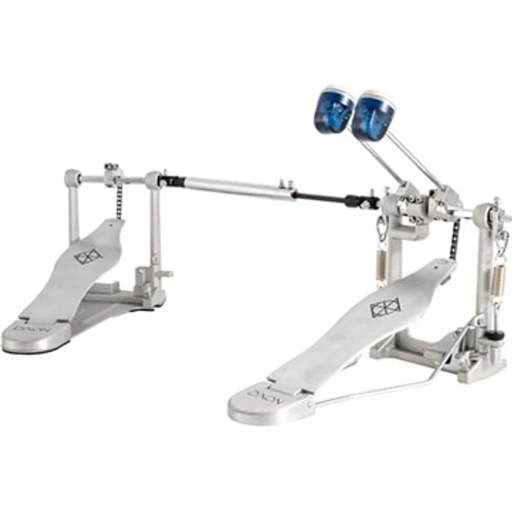 Dixon PP-P1D-EU Double Pedal, Doppelfußmaschine mit Einzelkette und transparentem blue Dual Surface Beater