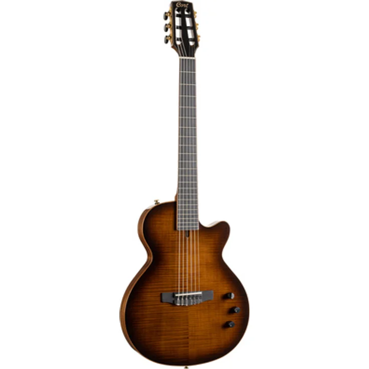 Cort Sunset Nylectric DLX, Konzertgitarre mit Tonabnehmer, Cutaway, Fichten-Decke und Mahagoni-Korpus, TAB-Tobacco Sunburst