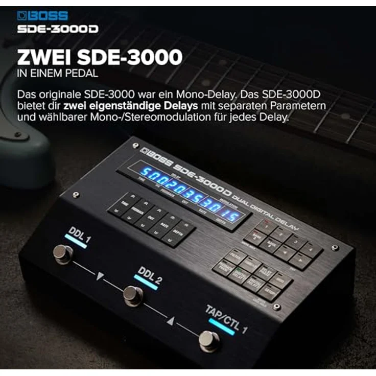 BOSS SDE-3000D Dual Digital Delay Pedal, klassisch-warmes Digital Delay mit 2 voll-ausgestatteten Delays, unabhängige Parameter, Mono/Stereo-Modulation & Panning – Bild 5