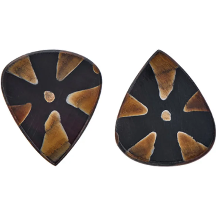 Harley Benton Eclipse Horns X-Rad Pick Set, 2er Set Plektren aus Büffelhorn, Form 351, X-Rad Design