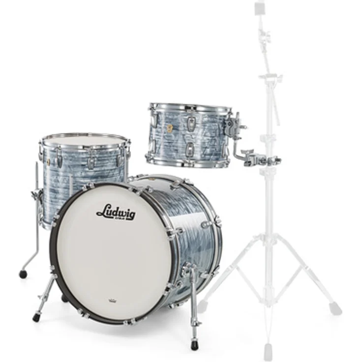 Ludwig Classic Maple Downbeat, 100% Ahornkessel, 20"x14" Bass Drum, 12"x08" TomTom, 14"x14" Standtom, Sky Blue Pearl