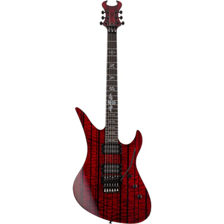 Schecter Synyster Std Plus FR, E-Gitarre mit mahagonikorpus, transparent deep red, Floyd Rose Tremolo, Signature Humbucker